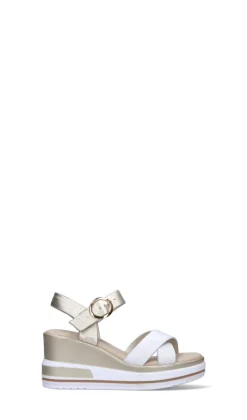 CAMILA Zeppa donna bianca/argento/oro in pelle
