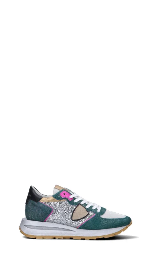 PHILIPPE MODEL Sneaker donna verde/argento in pelle