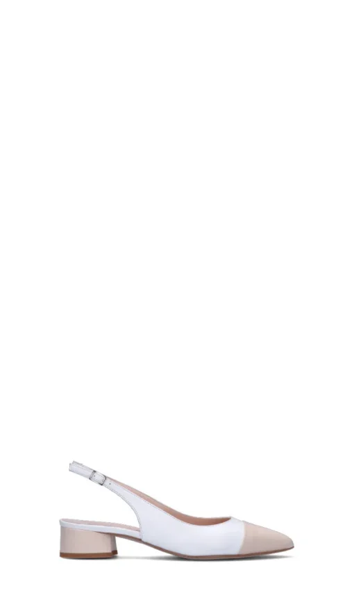 REBECCA VAN DIK Slingback donna bianca/rosa in pelle