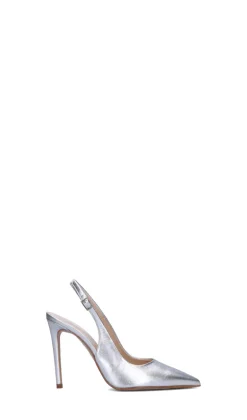 REBECCA VAN DIK Slingback donna argento in pelle