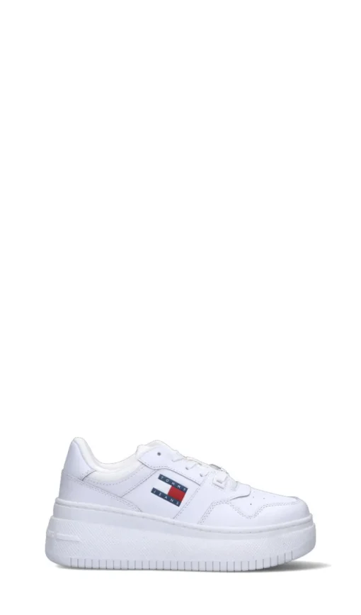 TOMMY HILFIGER JEANS Sneaker donna bianca in pelle
