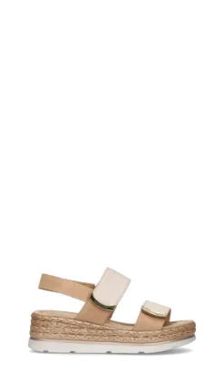 VALLEVERDE Sandalo donna beige/oro in pelle